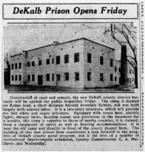 DeKalb Prison circa 1920, located on Camp Road