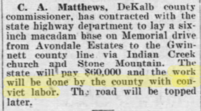 DeKalb History center: Convict Labor Memorial Drive