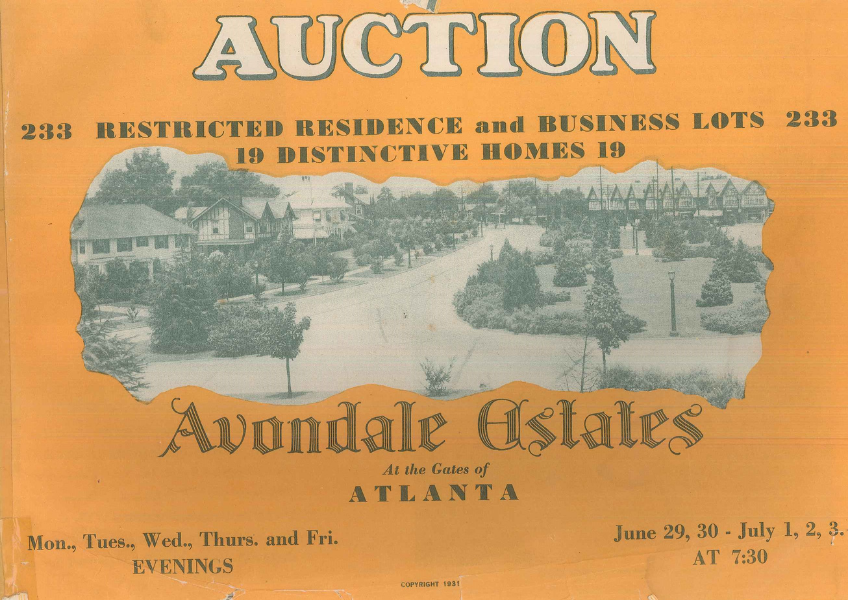 auction-sign DHC Exhibits: Avondale Advertisement Historic